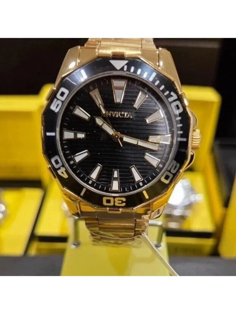 Invicta Pro Diver Meridian Men's Quartz Watch 46mm Gold/Black 69236 NIB